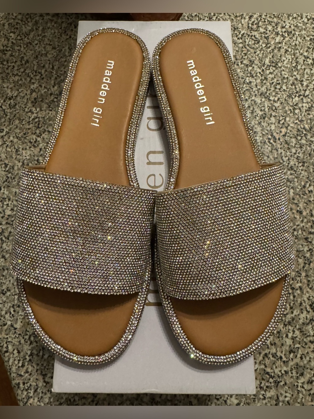 Madden Girl Crystal-Embellished Slide Sandals